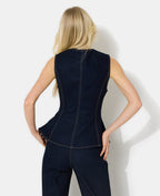 Top en jean stretch avec bretelles et boutons fantaisie