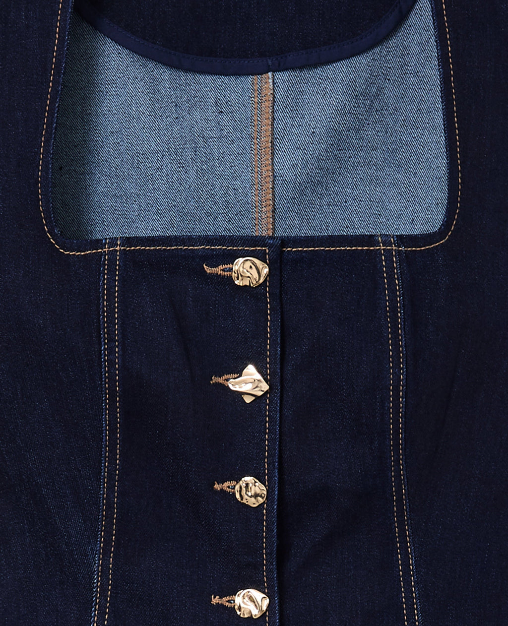 Top en jean stretch avec bretelles et boutons fantaisie