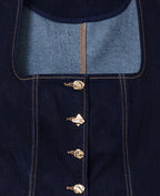 Top en jean stretch avec bretelles et boutons fantaisie