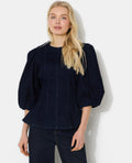 Top en jean stretch avec manches ballons