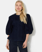 Top en jean stretch avec manches ballons