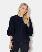 Top en jean stretch avec manches ballons