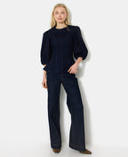 Top en jean stretch avec manches ballons