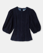 Top en jean stretch avec manches ballons