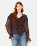 Blouse en voile avec manches ballons et volants
