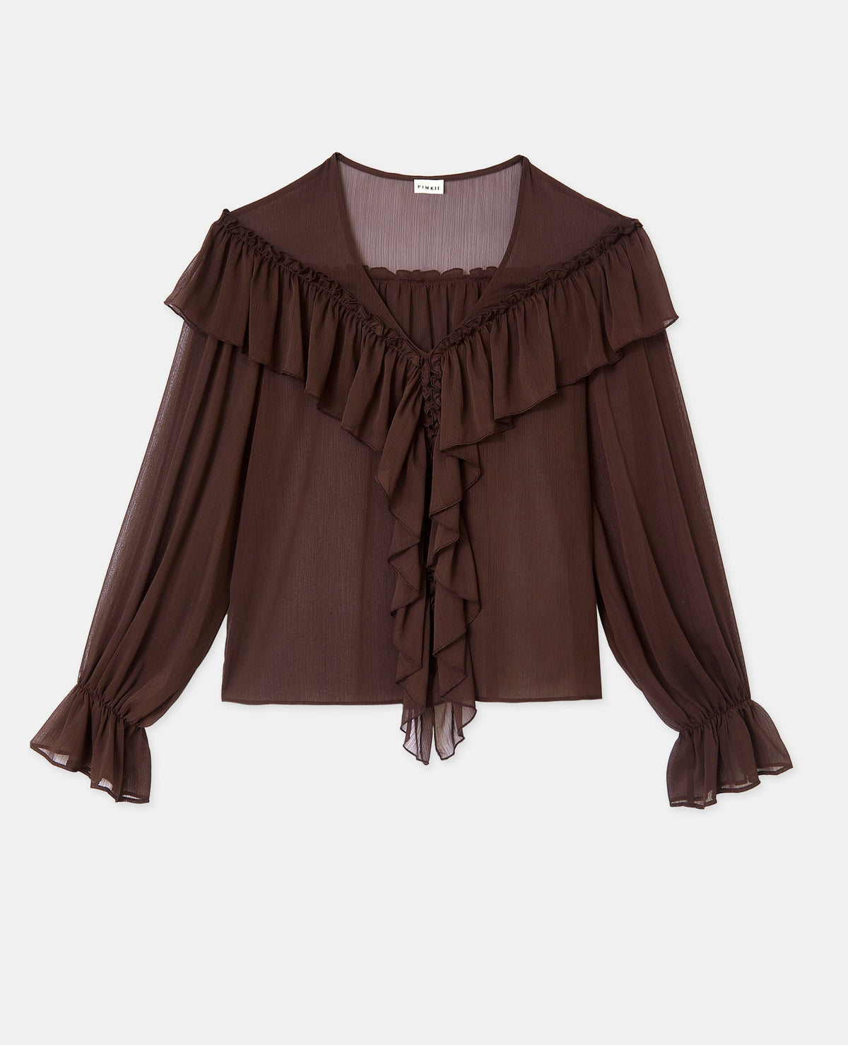 Blouse en voile avec manches ballons et volants