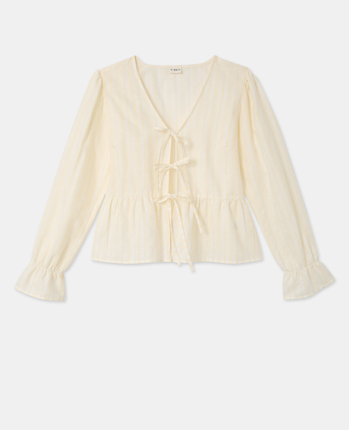 Blouse rayée avec volants et nouettes