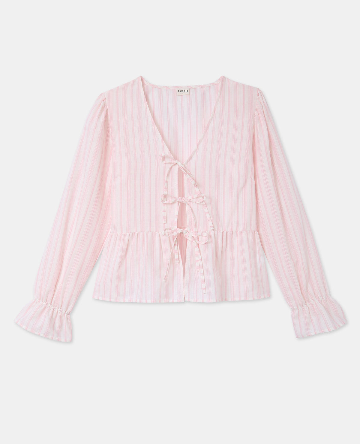 Blouse rayée avec volants et nouettes