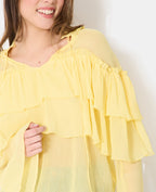 Blouse en voile avec volants et manches flare