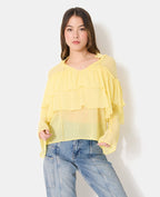 Blouse en voile avec volants et manches flare