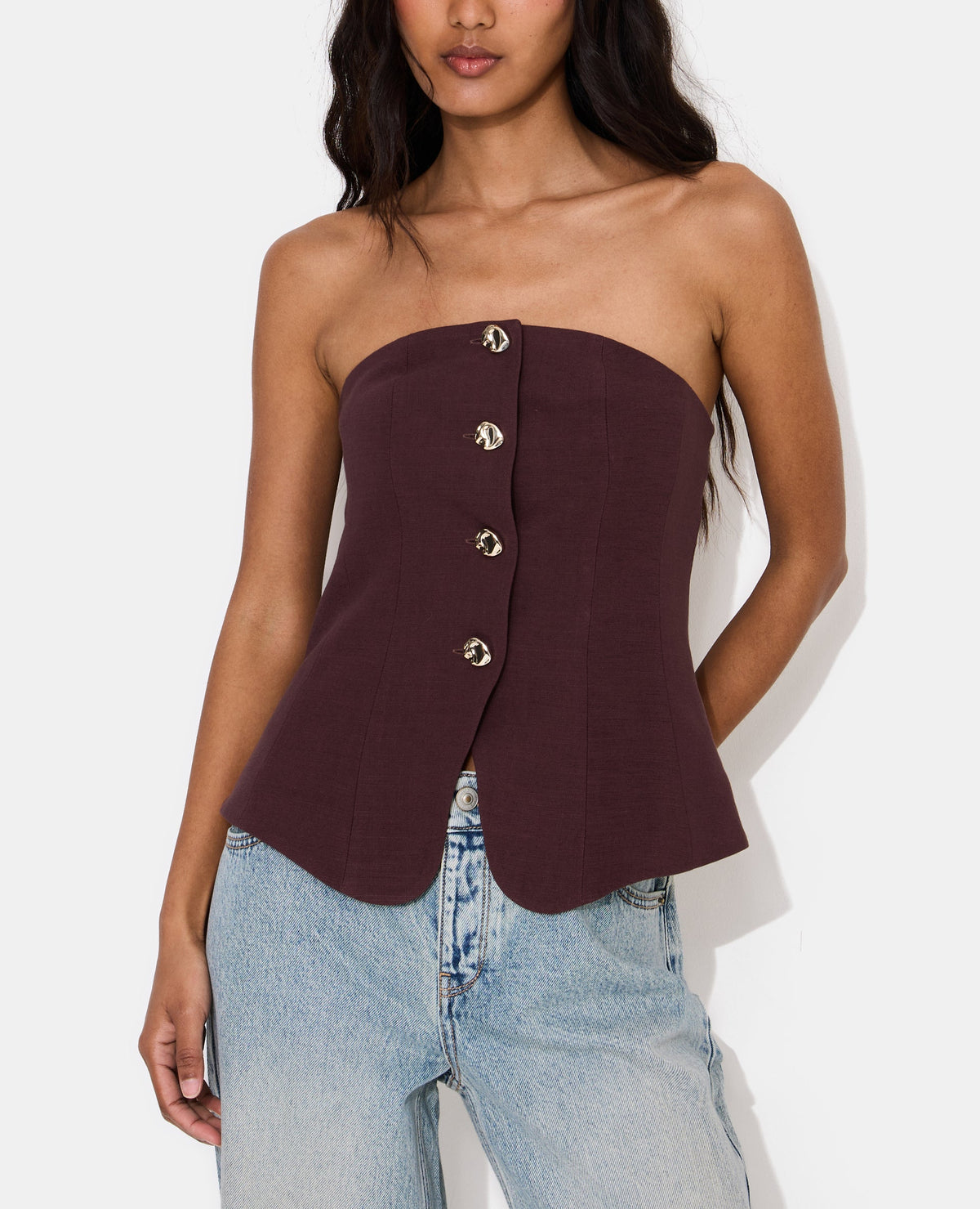 Top bustier avec boutons fantaisie