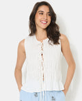 Top sans manches avec détails smocks et nouettes
