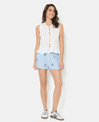 Top sans manches avec détails smocks et nouettes