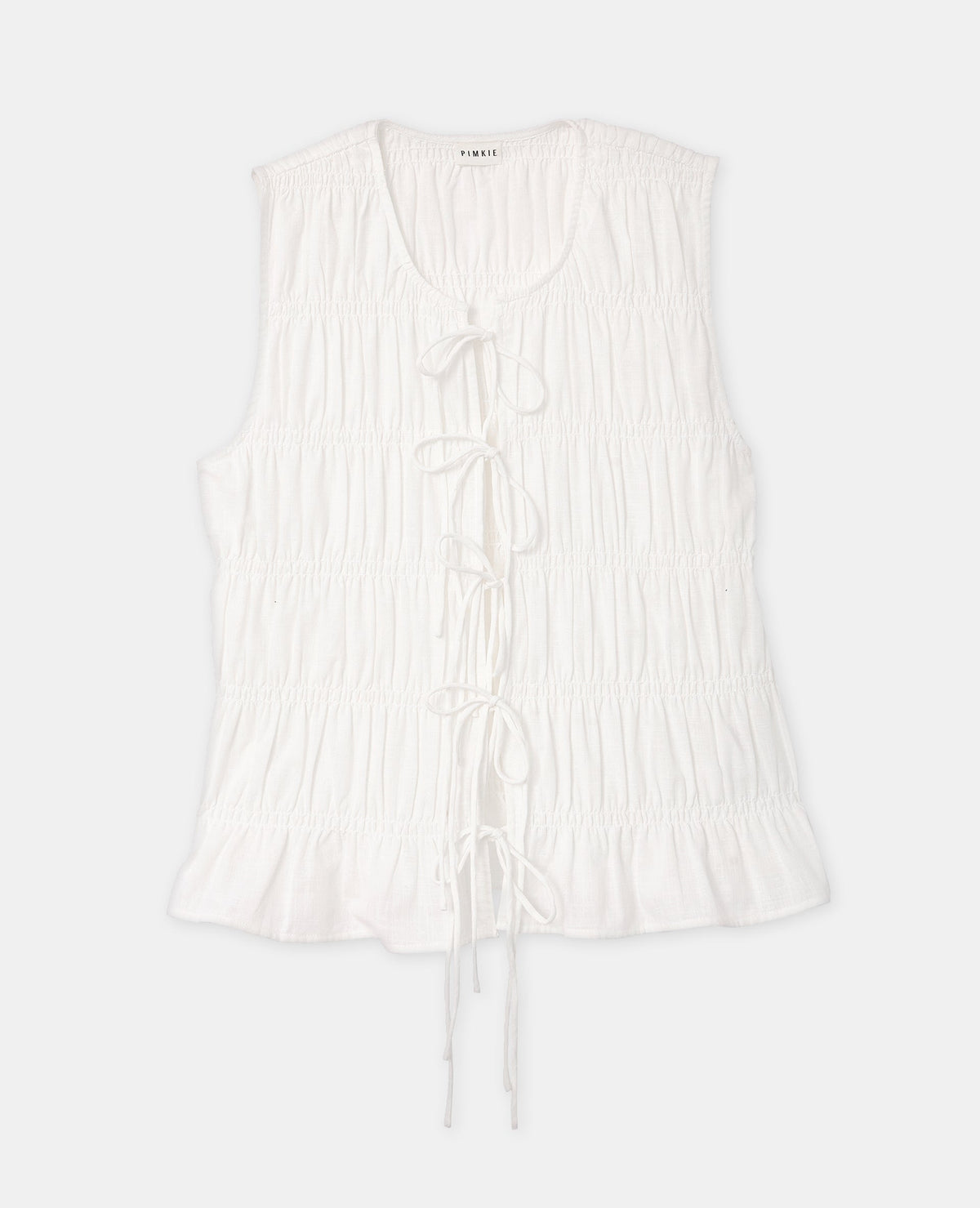 Top sans manches avec détails smocks et nouettes