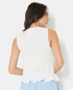 Top sans manches avec détails smocks et nouettes