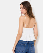 Top à bretelles avec fleurs en broderie anglaise