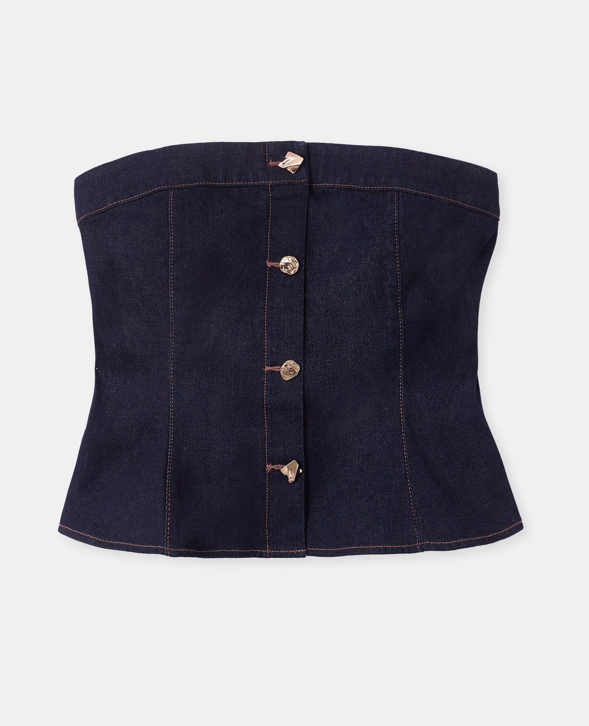 Top bustier en jean avec boutons fantaisie