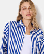 Chemise oversize rayée avec strass