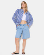 Chemise oversize rayée avec strass