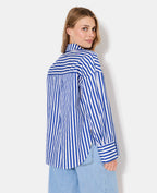 Chemise oversize rayée avec strass