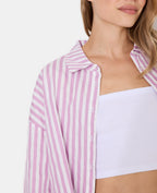 Chemise oversize rayée avec strass