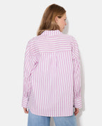 Chemise oversize rayée avec strass