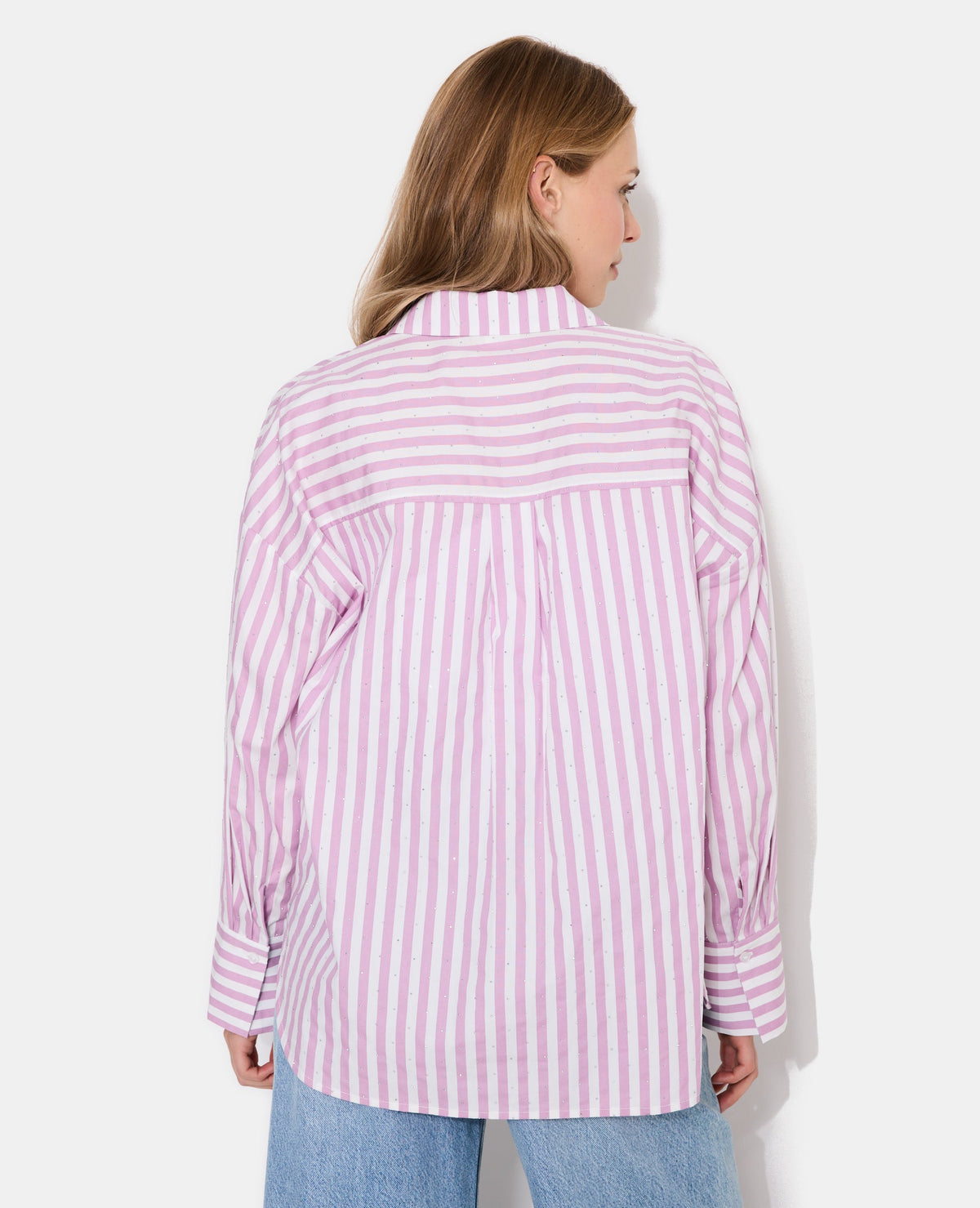 Chemise oversize rayée avec strass