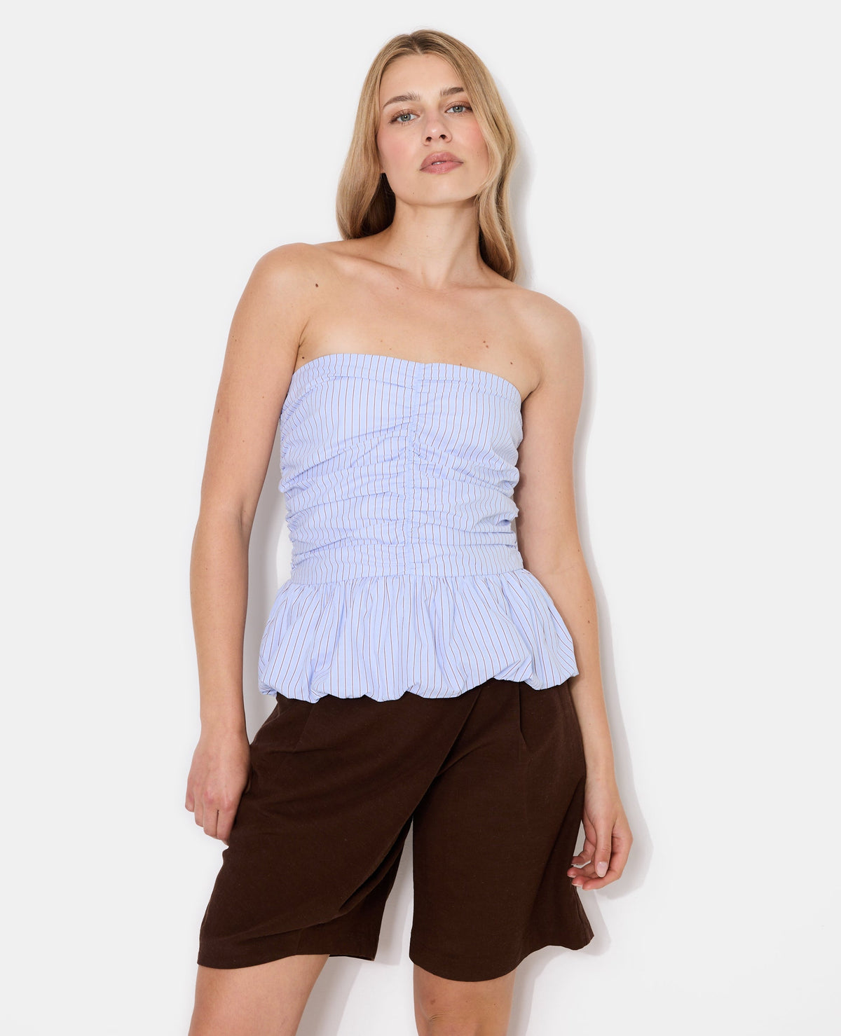Top bustier avec forme boule motif rayures