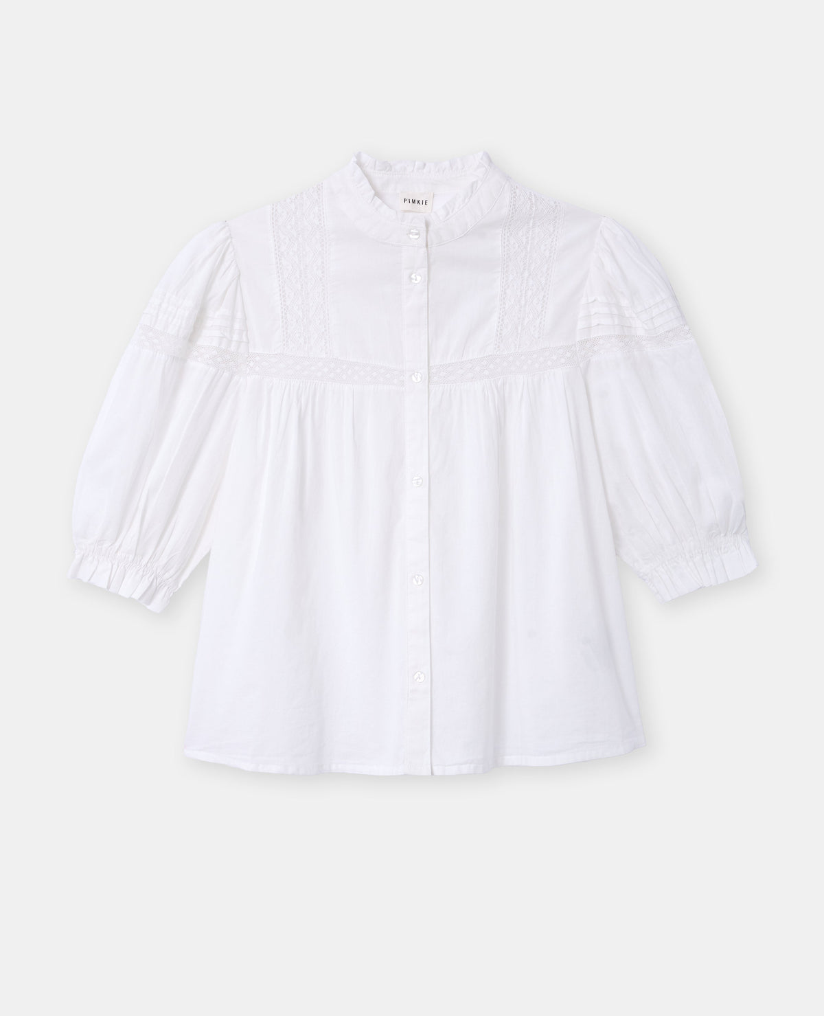 Blouse avec dentelle manches courtes ballons