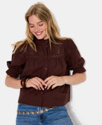 Blouse avec dentelle manches courtes ballons