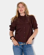 Blouse avec dentelle manches courtes ballons