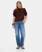 Blouse avec dentelle manches courtes ballons