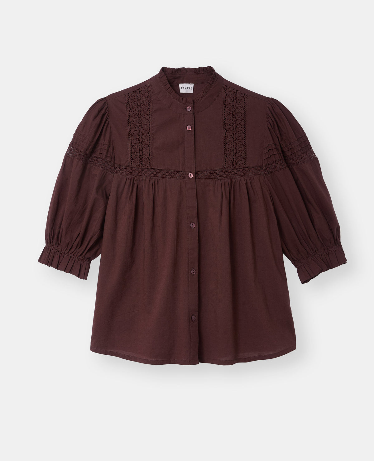Blouse avec dentelle manches courtes ballons
