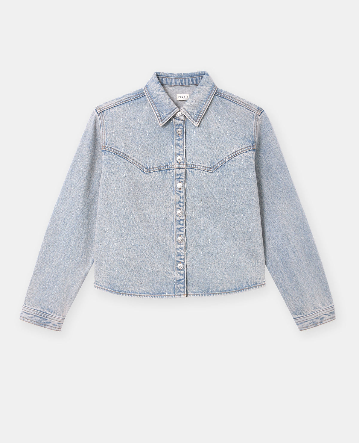 Chemise en jean avec strass en all over