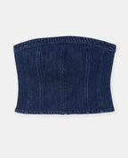 Top bustier en jean avec strass