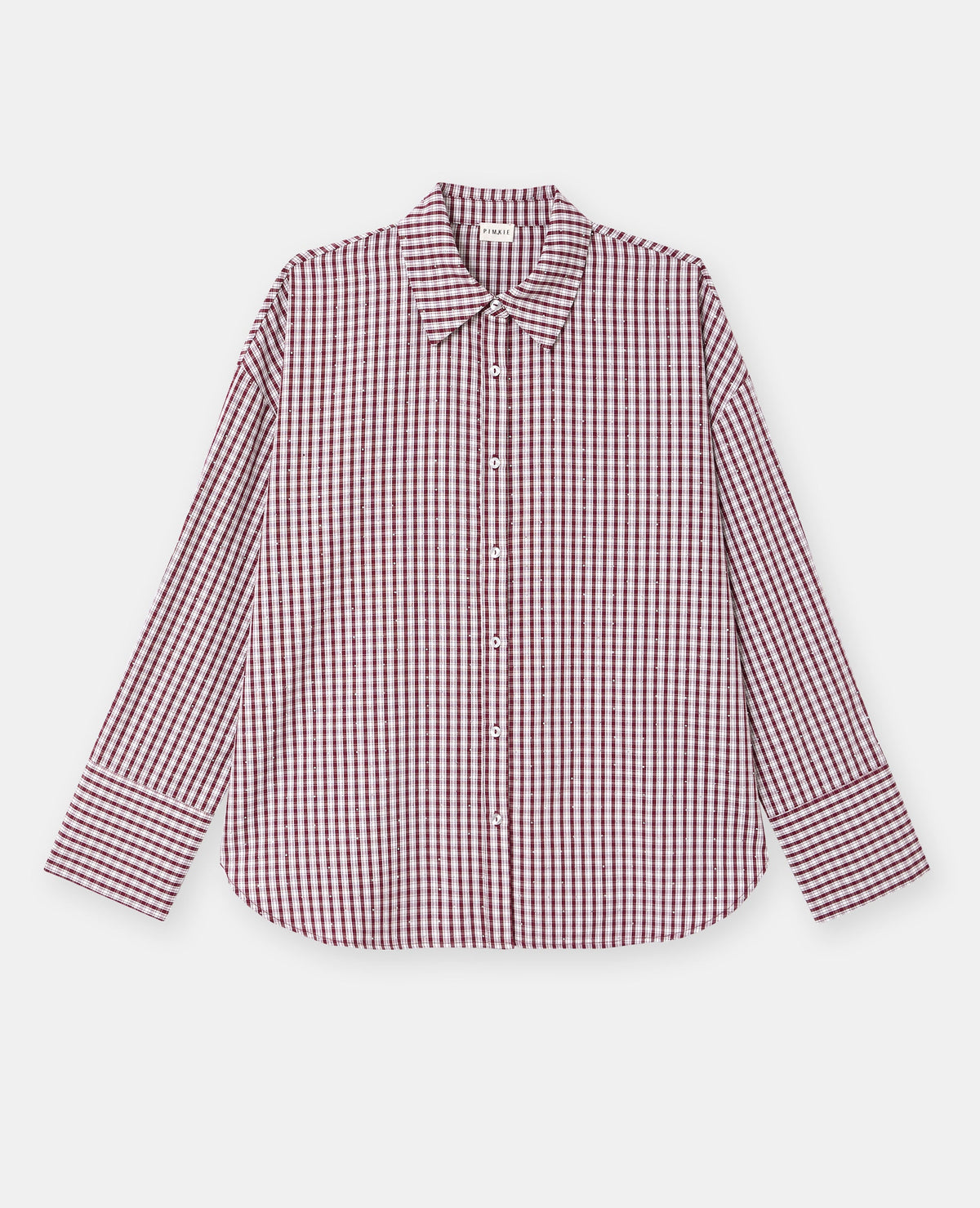 Chemise oversize avec carreaux et strass