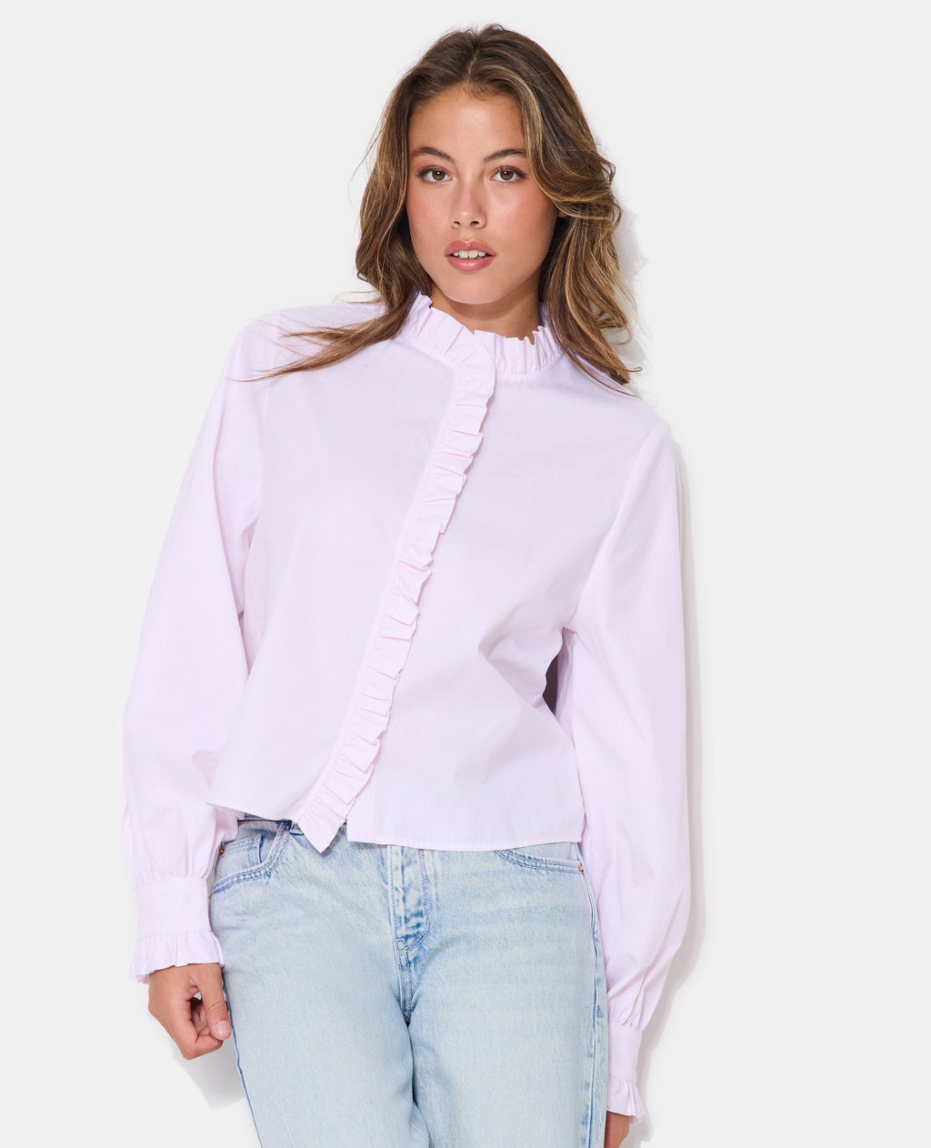 Chemise rayée avec volants