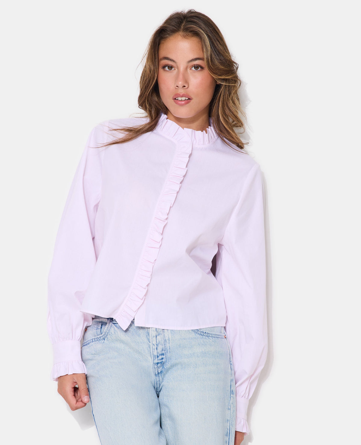 Chemise rayée avec volants
