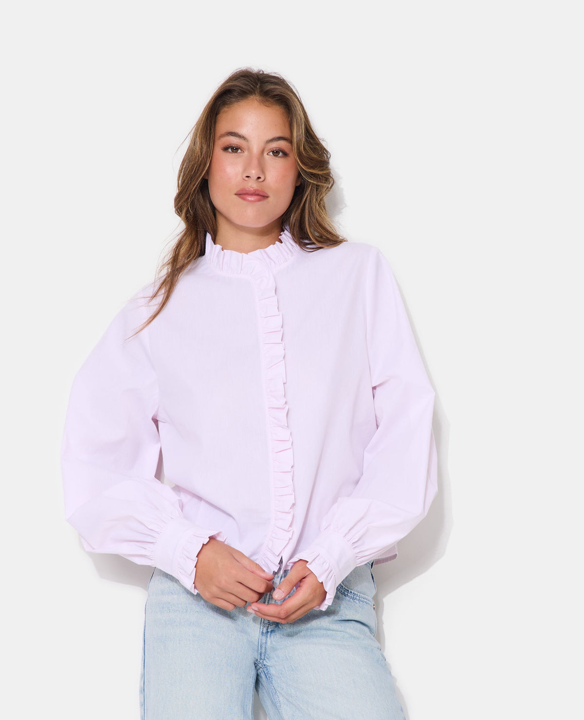 Chemise rayée avec volants