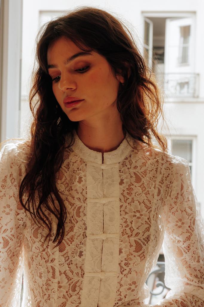 Chemisier dentelle avec boutonnières bandebourg