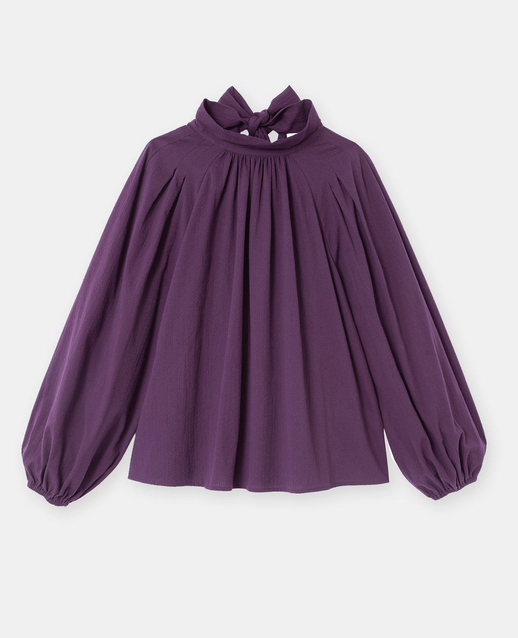 Blouse manches ballons et col à nouer