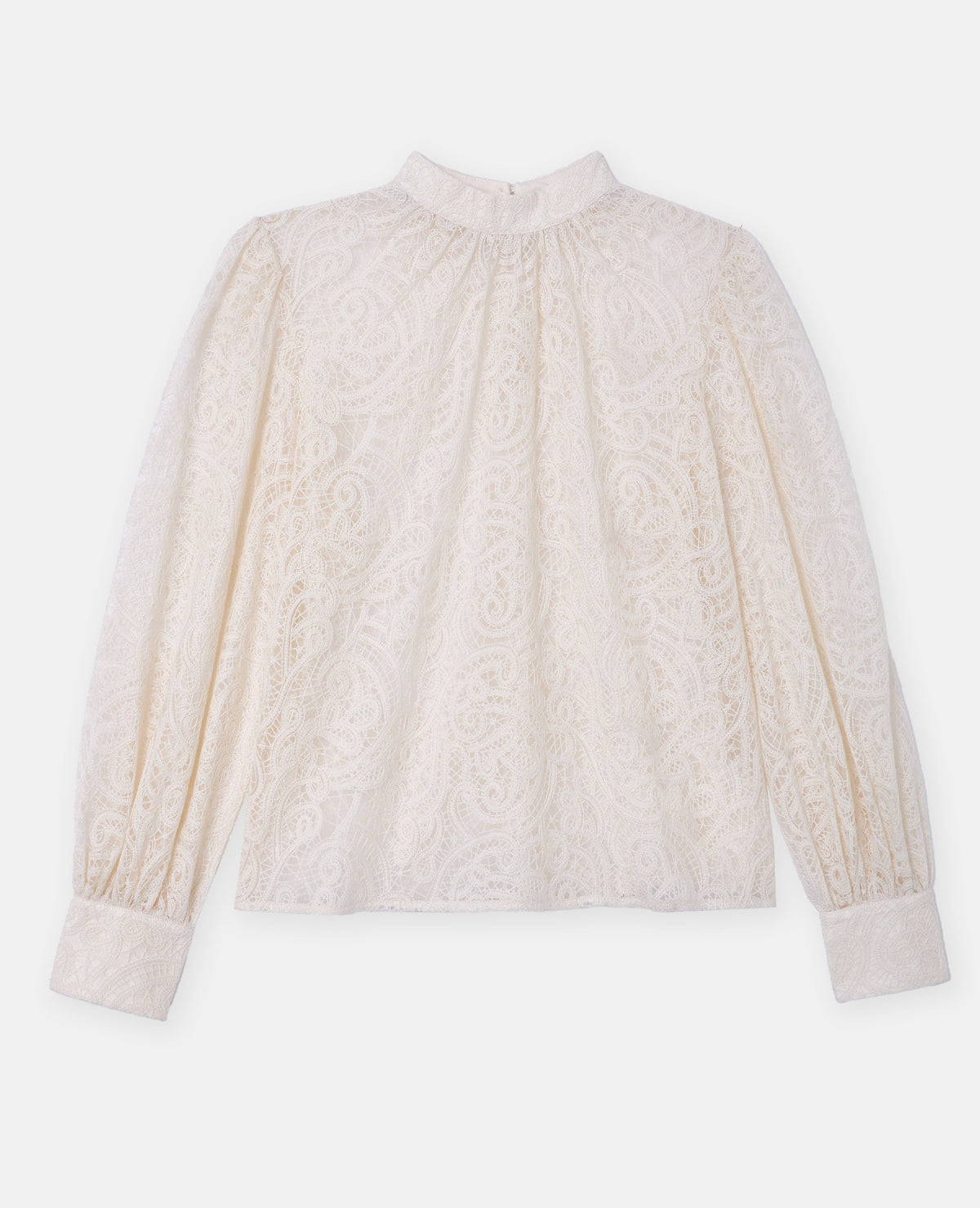 Blouse tissu transparent avec broderies effet dentelle