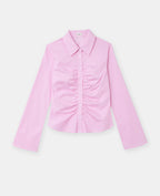 Chemise fittée rayée avec fronces