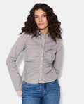 Chemise fittée rayée avec fronces