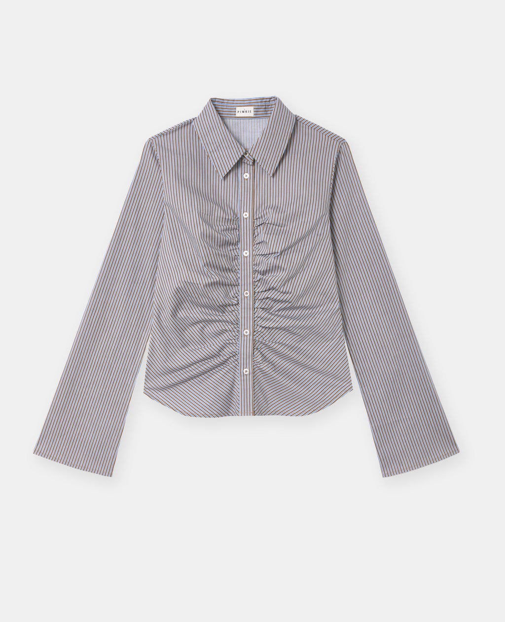 Chemise fittée rayée avec fronces