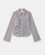 Chemise fittée rayée avec fronces