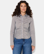 Chemise fittée rayée avec fronces