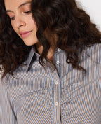 Chemise fittée rayée avec fronces