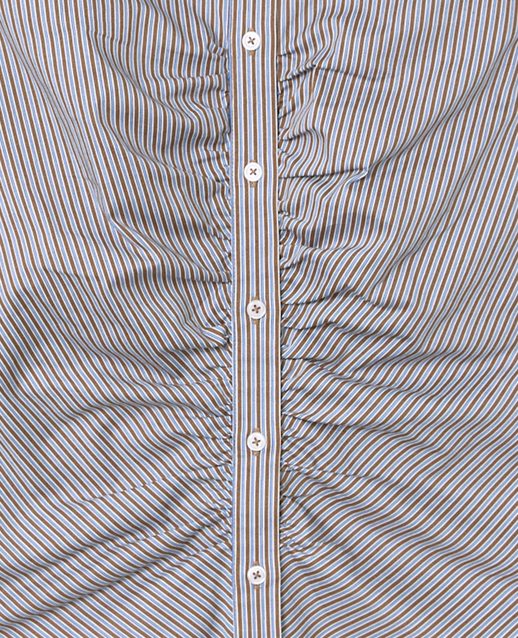 Chemise fittée rayée avec fronces