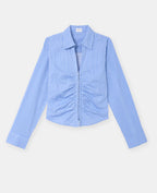 Chemise fittée rayée avec fronces et agrafes